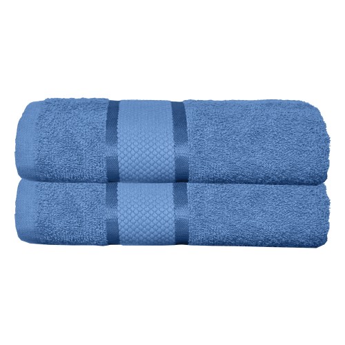 Set 2 prosoape de baie, Bumbac 100%, Uni, 400g/m², 70×130cm, Albastru, PRO-13
