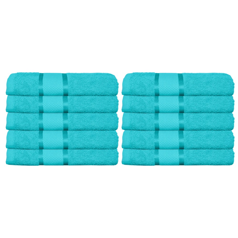 Set 10 prosoape de baie, Bumbac 100%, Uni, 400g/m², 30×50cm, Bleu, PRO-14