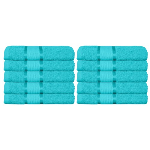 Set 10 prosoape de baie, Bumbac 100%, Uni, 400g/m², 30×50cm, Bleu, PRO-14