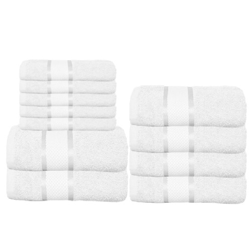Set 11 prosoape de Maini/Fata/Corp, din Bumbac 100%, Uni, 400g/m² , Alb, PRO-17