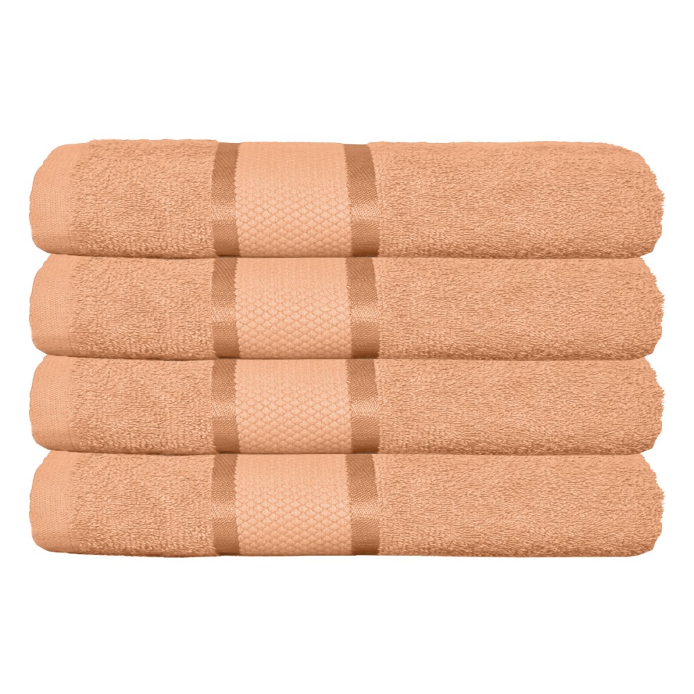 Set 4 prosoape de baie, Bumbac 100%, Uni, 400g/m², 50×90cm, Piersica, PRO-18