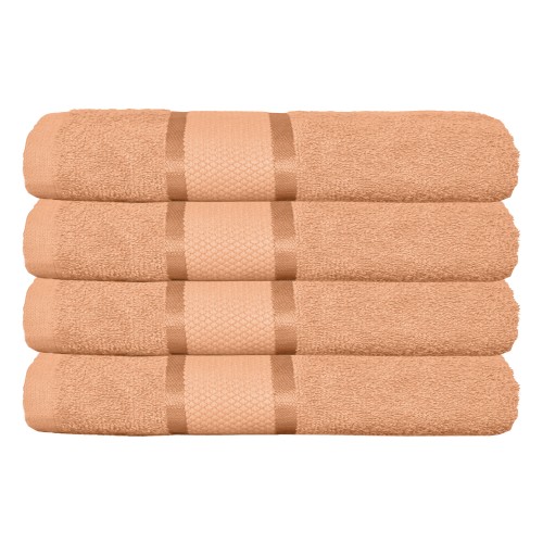 Set 4 prosoape de baie, Bumbac 100%, Uni, 400g/m², 50×90cm, Piersica, PRO-18