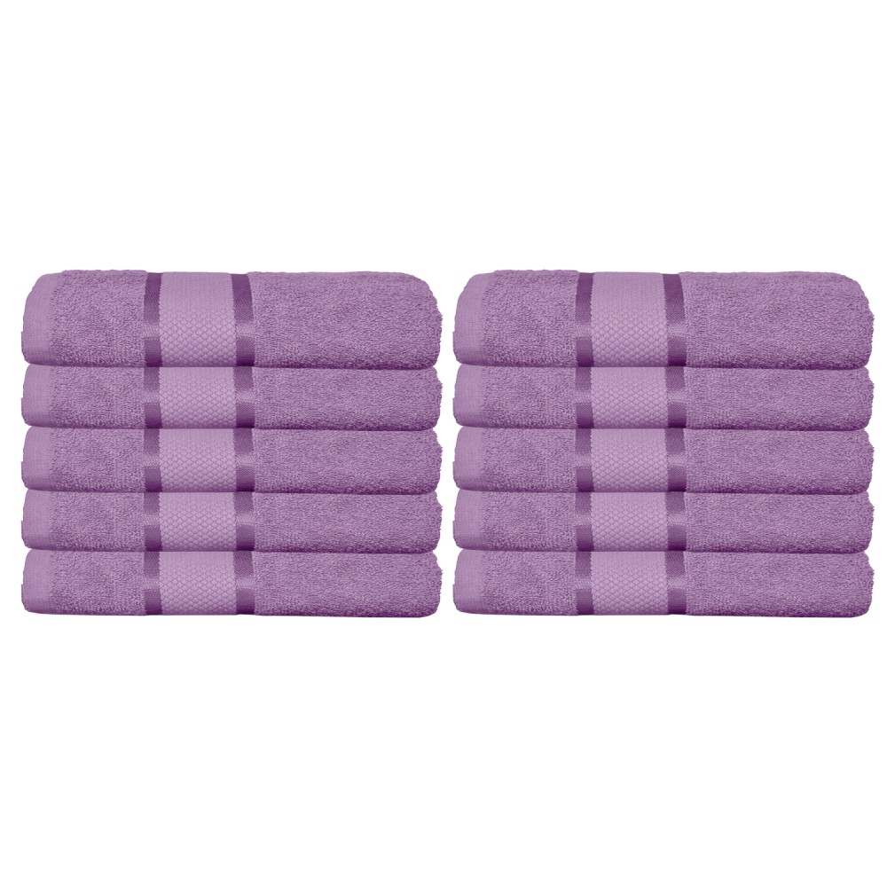 Set 10 prosoape de baie, Bumbac 100%, Uni, 400g/m², 30×50cm, Mov, PRO-19