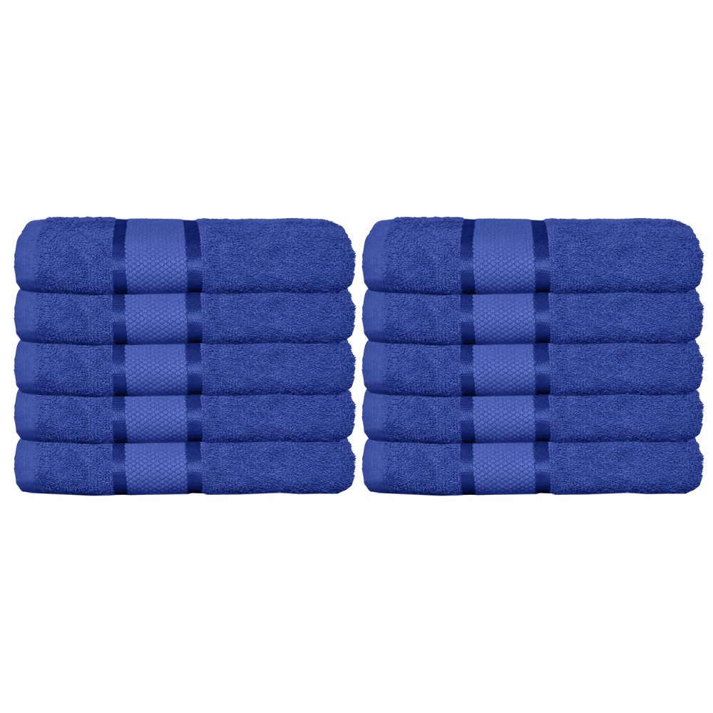 Set 10 prosoape de baie, Bumbac 100%, Uni, 400g/m², 30×50cm, Albastru, PRO-21