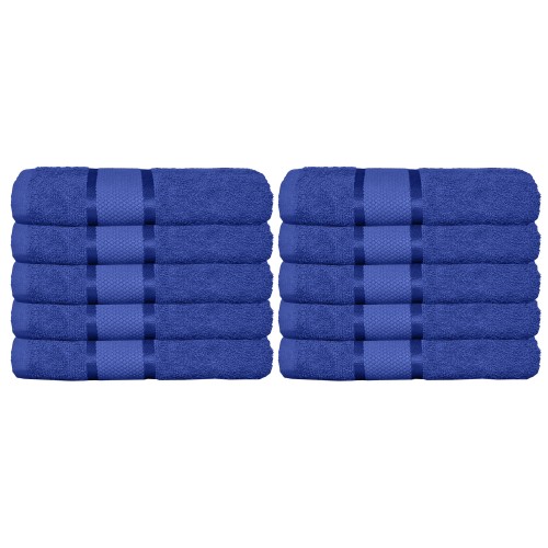Set 10 prosoape de baie, Bumbac 100%, Uni, 400g/m², 30×50cm, Albastru, PRO-21