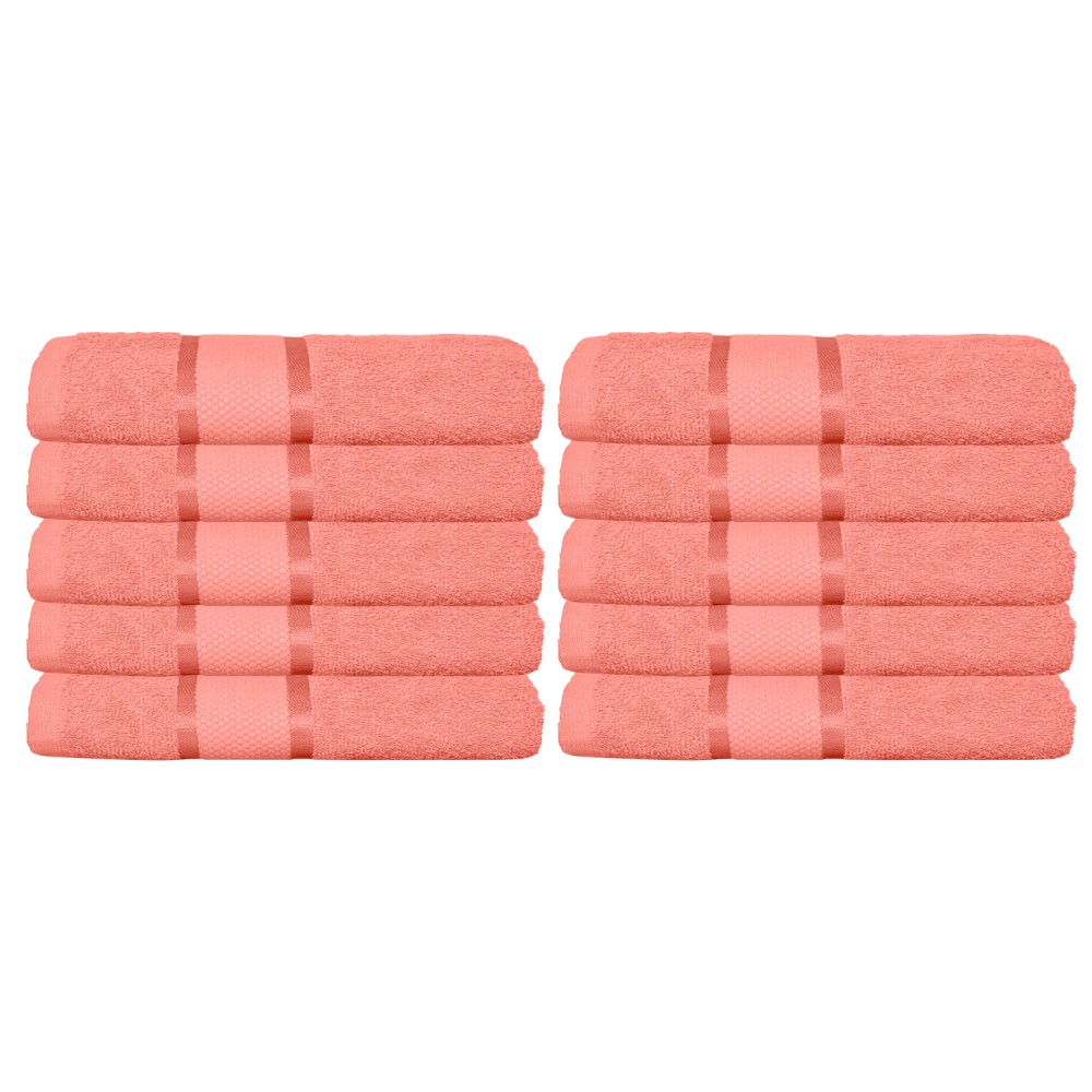 Set 10 prosoape de baie, Bumbac 100%, Uni, 400g/m², 30×50cm, Roz, PRO-22