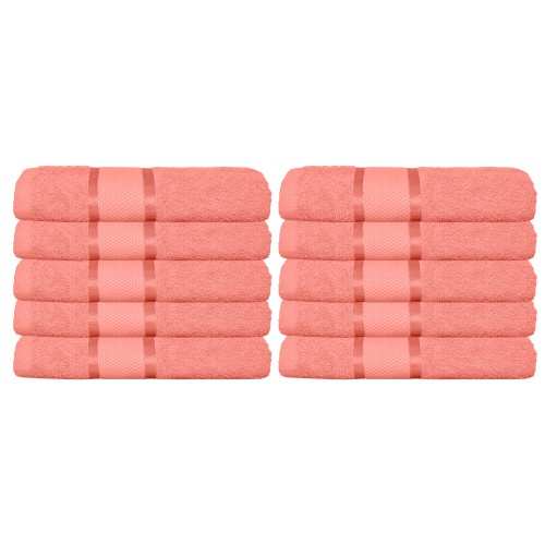 Set 10 prosoape de baie, Bumbac 100%, Uni, 400g/m², 30×50cm, Roz, PRO-22