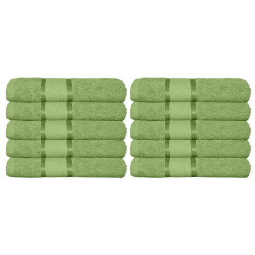 Set 10 prosoape de baie, Bumbac 100%, Uni, 400g/m², 30×50cm, Verde, PRO-25