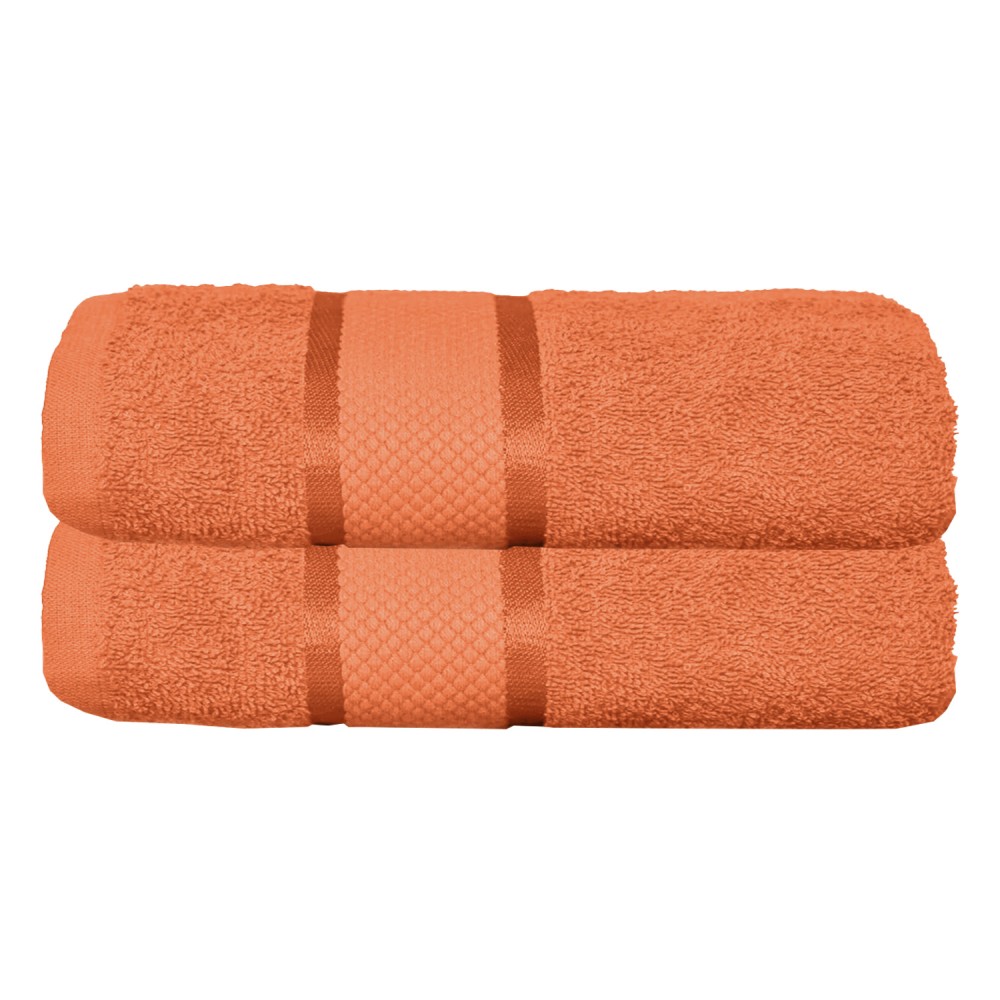 Set 2 prosoape de baie, Bumbac 100%, Uni, 400g/m², 70×130cm, Portocaliu, PRO-27