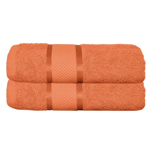 Set 2 prosoape de baie, Bumbac 100%, Uni, 400g/m², 70×130cm, Portocaliu, PRO-27