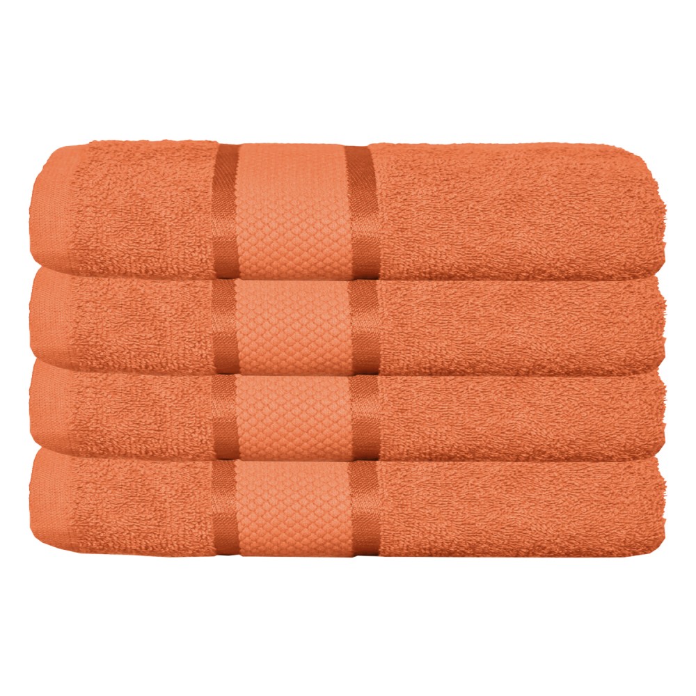 Set 4 prosoape de baie, Bumbac 100%, Uni, 400g/m², 50×90cm, Portocaliu, PRO-33