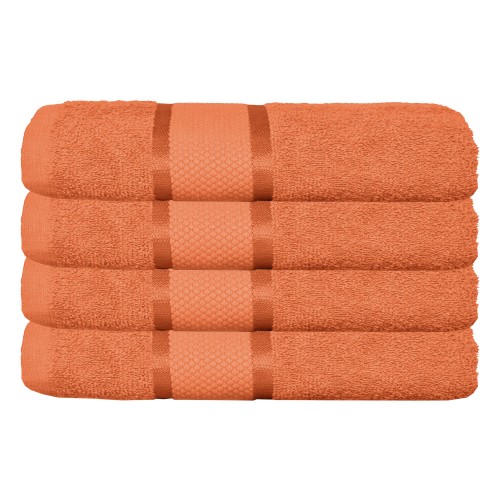 Set 4 prosoape de baie, Bumbac 100%, Uni, 400g/m², 50×90cm, Portocaliu, PRO-33
