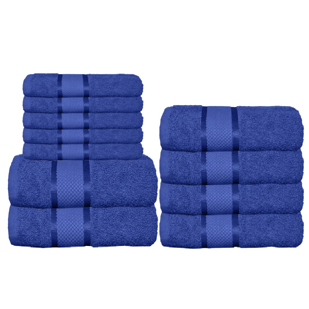 Set 11 prosoape de Maini/Fata/Corp, din Bumbac 100%, Uni, 400g/m², Albastru, PRO-36