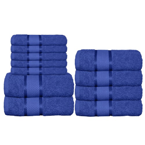 Set 11 prosoape de Maini/Fata/Corp, din Bumbac 100%, Uni, 400g/m², Albastru, PRO-36