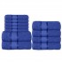 Set 11 prosoape de Maini/Fata/Corp, din Bumbac 100%, Uni, 400g/m², Albastru, PRO-36