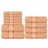 Set 11 prosoape de Maini/Fata/Corp, din Bumbac 100%, Uni, 400g/m², Piersica, PRO-41