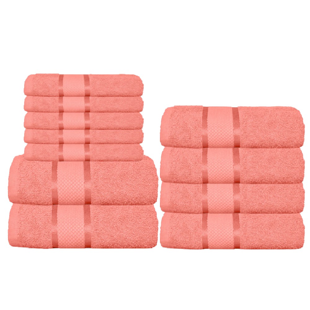 Set 11 prosoape de Maini/Fata/Corp, din Bumbac 100%, Uni, 400g/m², Roz, PRO-42