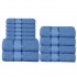 Set 11 prosoape de Maini/Fata/Corp, din Bumbac 100%, Uni, 400g/m², Albastru Deschis, PRO-45