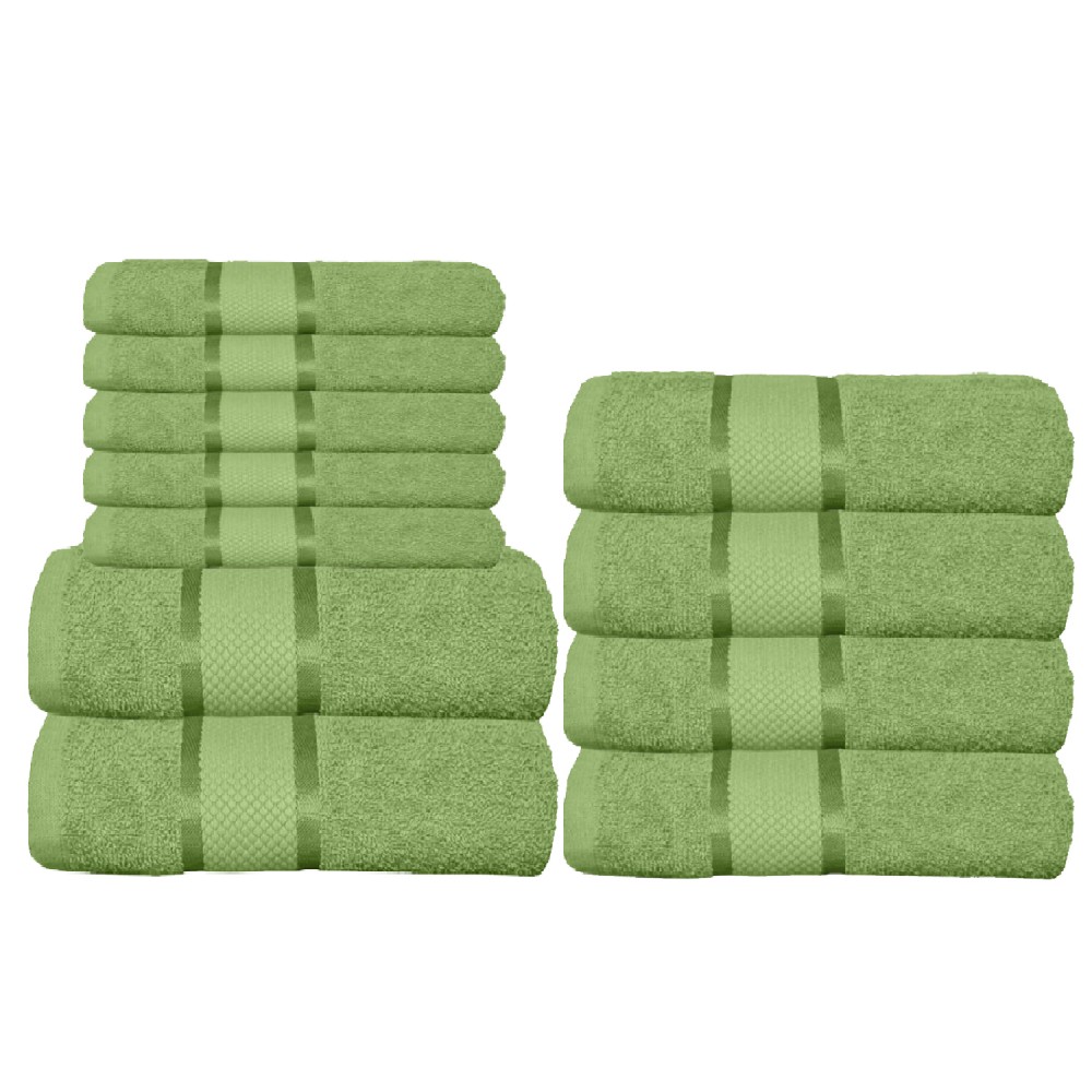 Set 11 prosoape de Maini/Fata/Corp, din Bumbac 100%, Uni, 400g/m² , Verde, PRO-49