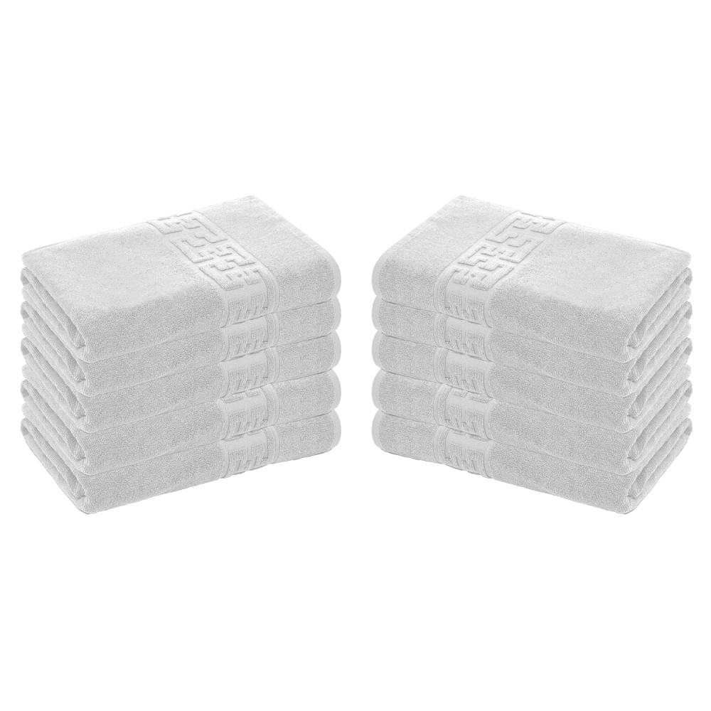 Set 10 Prosoape de Baie si de Fata ,500g/m², model Grecesc, bumbac 100%, 30×50 cm, alb, PRO-50