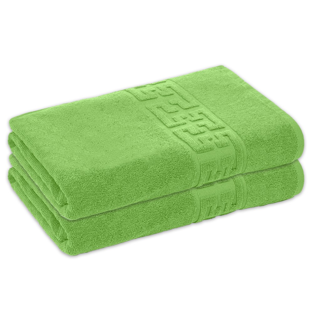 Set 2 Prosoape de Baie si de Fata ,500g/m², model Grecesc, bumbac 100%, 80×160 cm, Verde, PRO-52