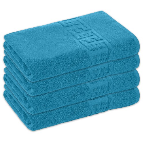 Set 4 Prosoape de Baie si de Fata ,500g/m², model Grecesc, bumbac 100%, 50×90cm,Albastru, PRO-55