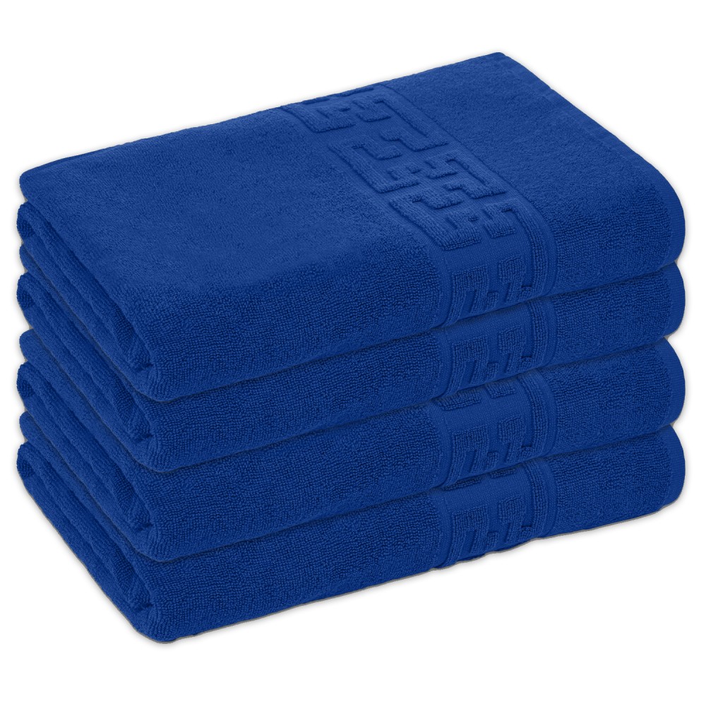 Set 4 Prosoape de Baie si de Fata ,500g/m², model Grecesc, bumbac 100%, 50×90cm,Albastru Electric, PRO-64