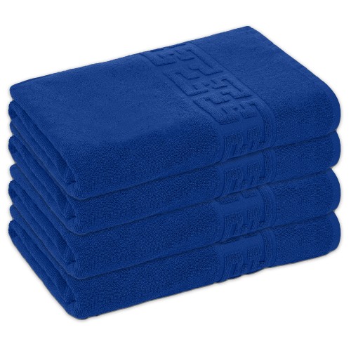 Set 4 Prosoape de Baie si de Fata ,500g/m², model Grecesc, bumbac 100%, 50×90cm,Albastru Electric, PRO-64