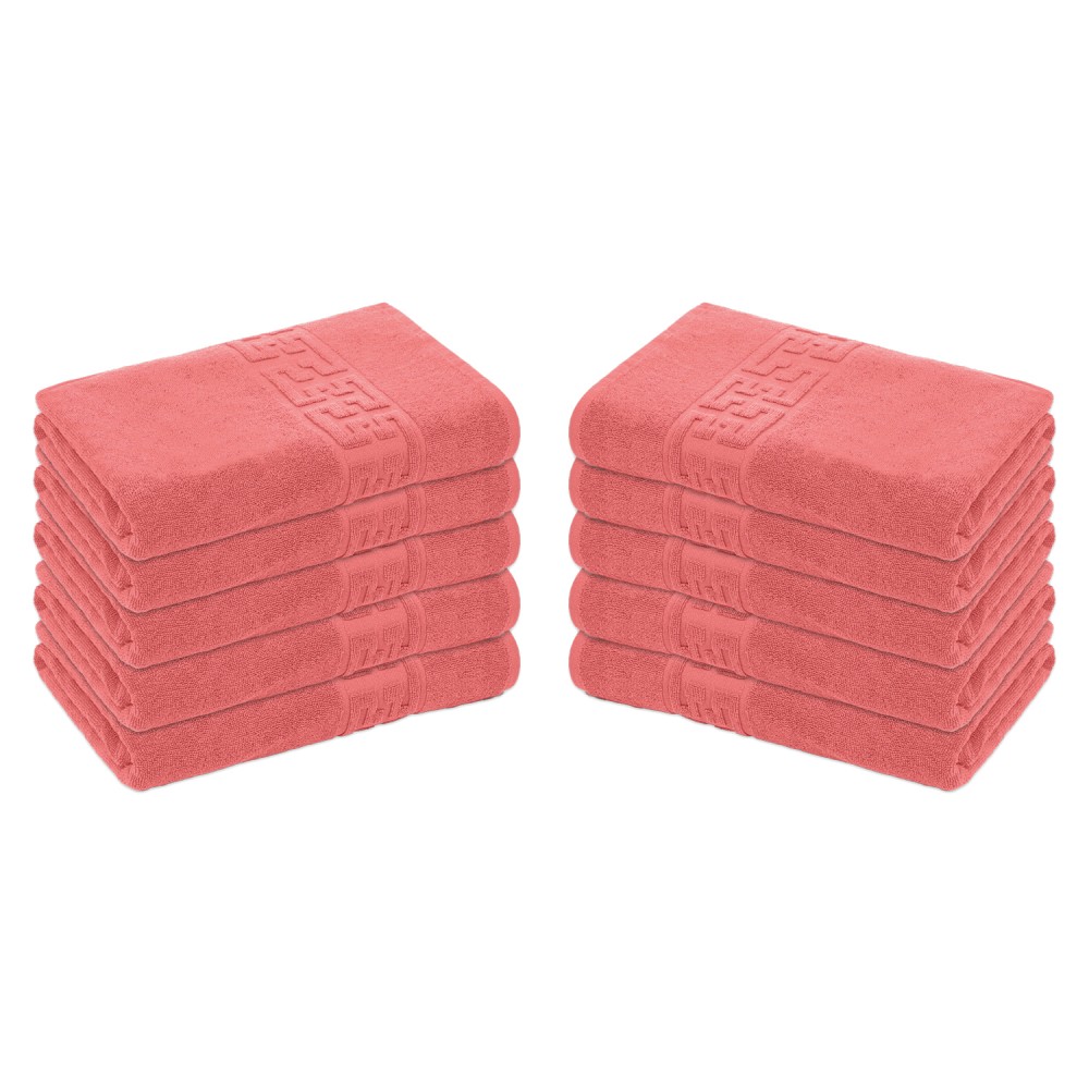 Set 10 Prosoape de Baie si de Fata ,500g/m², model Grecesc, bumbac 100%, 30×50 cm, Roz, PRO-66