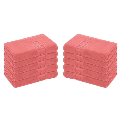 Set 10 Prosoape de Baie si de Fata ,500g/m², model Grecesc, bumbac 100%, 30×50 cm, Roz, PRO-66