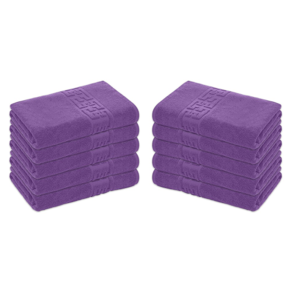 Set 10 Prosoape de Baie si de Fata ,500g/m², model Grecesc, bumbac 100%, 30×50 cm, Mov, PRO-67