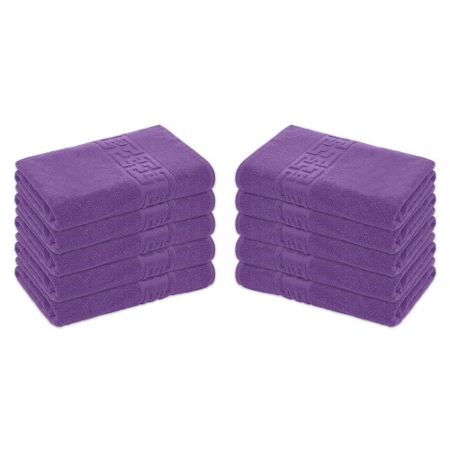 Set 10 Prosoape de Baie si de Fata ,500g/m², model Grecesc, bumbac 100%, 30×50 cm, Mov, PRO-67