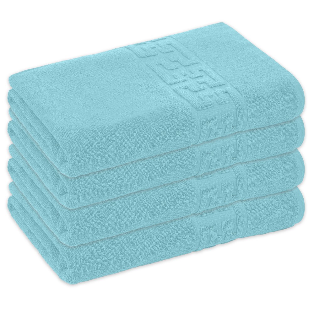 Set 4 Prosoape de Baie si de Fata ,500g/m², model Grecesc, bumbac 100%, 50×90cm,Bleu, PRO-68