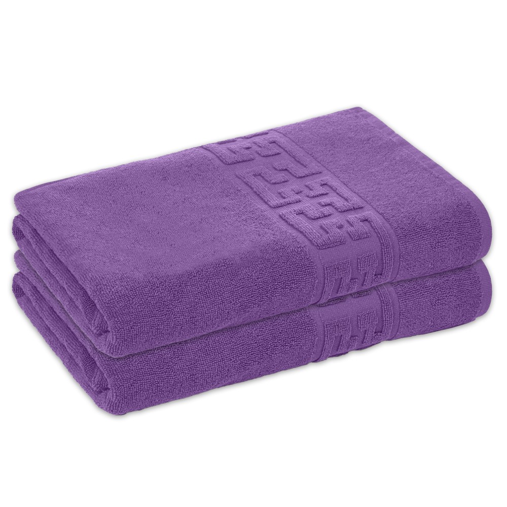 Set 2 Prosoape de Baie si de Fata ,500g/m², model Grecesc, bumbac 100%, 80×160,Mov, PRO-73