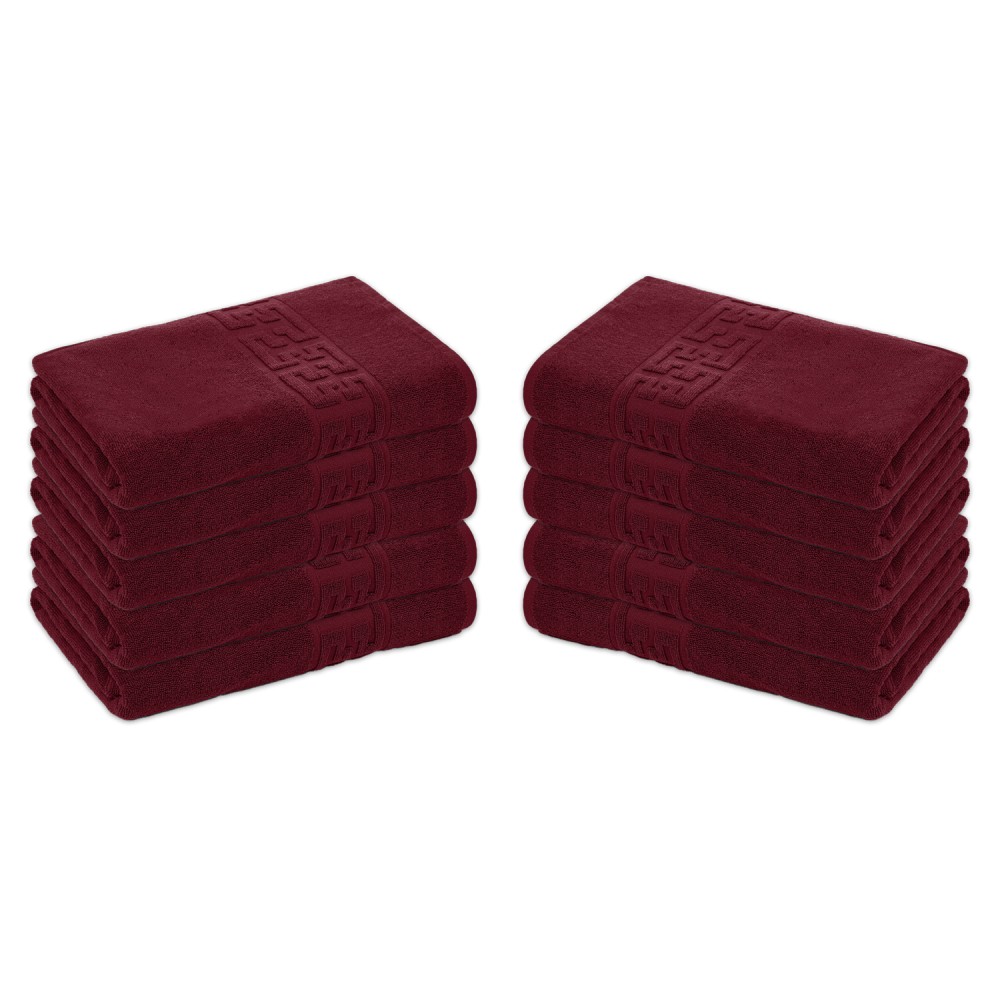 Set 10 Prosoape de Baie si de Fata ,500g/m², model Grecesc, bumbac 100%, 30×50 cm, Grena, PRO-74