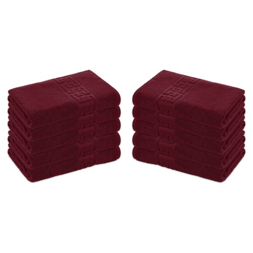 Set 10 Prosoape de Baie si de Fata ,500g/m², model Grecesc, bumbac 100%, 30×50 cm, Grena, PRO-74