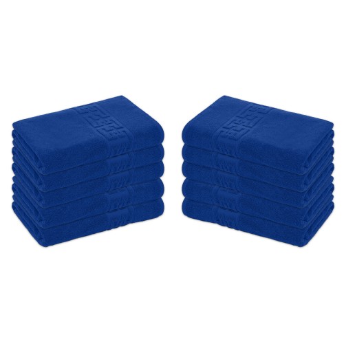 Set 10 Prosoape de Baie si de Fata ,500g/m², model Grecesc, bumbac 100%, 30×50 cm, Albastru Electric, PRO-75