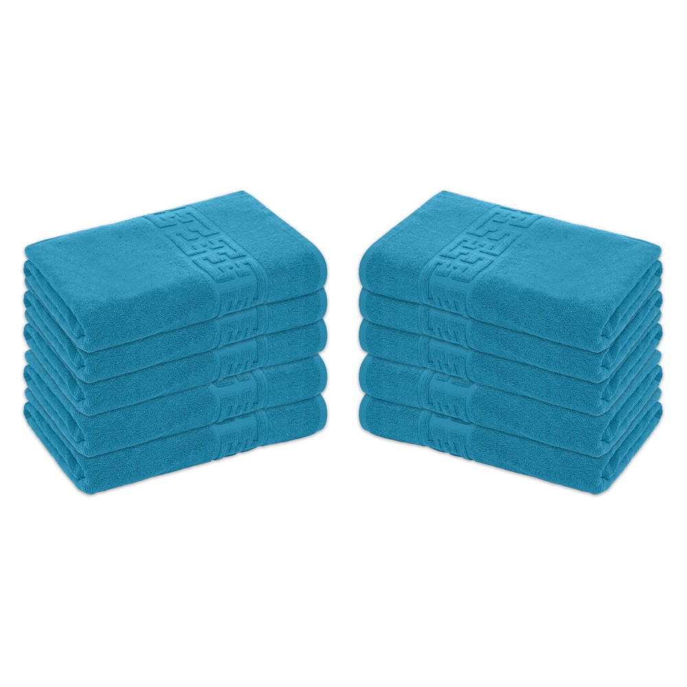 Set 10 Prosoape de Baie si de Fata ,500g/m², model Grecesc, bumbac 100%, 30×50 cm, Albastru, PRO-76