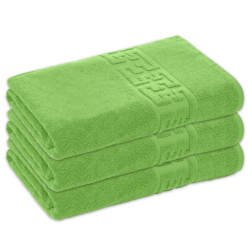 Set 3 Prosoape de Baie si de Fata ,500g/m², model Grecesc, bumbac 100%, 70×130,Verde, PRO-77