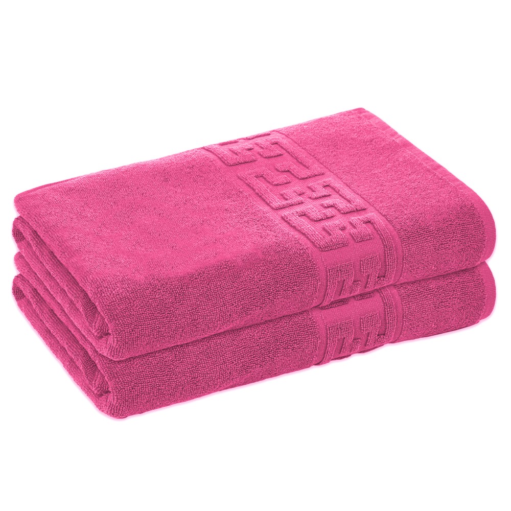 Set 2 Prosoape de Baie si de Fata ,500g/m², model Grecesc, bumbac 100%, 80×160,Roz Deschis, PRO-80