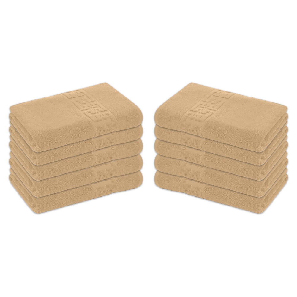 Set 10 Prosoape de Baie si de Fata ,500g/m², model Grecesc, bumbac 100%, 30×50 cm, Maro, PRO-81