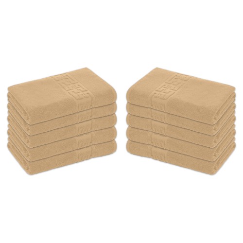 Set 10 Prosoape de Baie si de Fata ,500g/m², model Grecesc, bumbac 100%, 30×50 cm, Maro, PRO-81