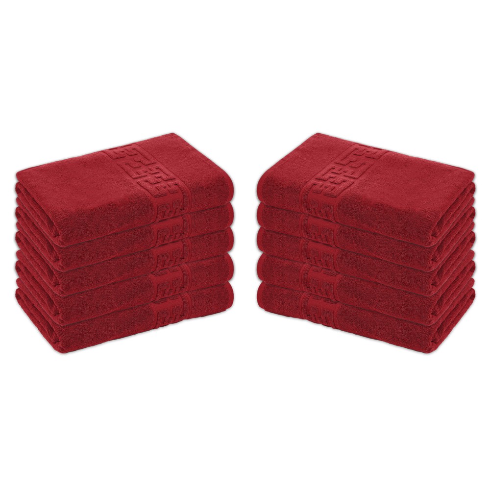 Set 10 Prosoape de Baie si de Fata ,500g/m², model Grecesc, bumbac 100%, 30×50 cm, Rosu, PRO-82