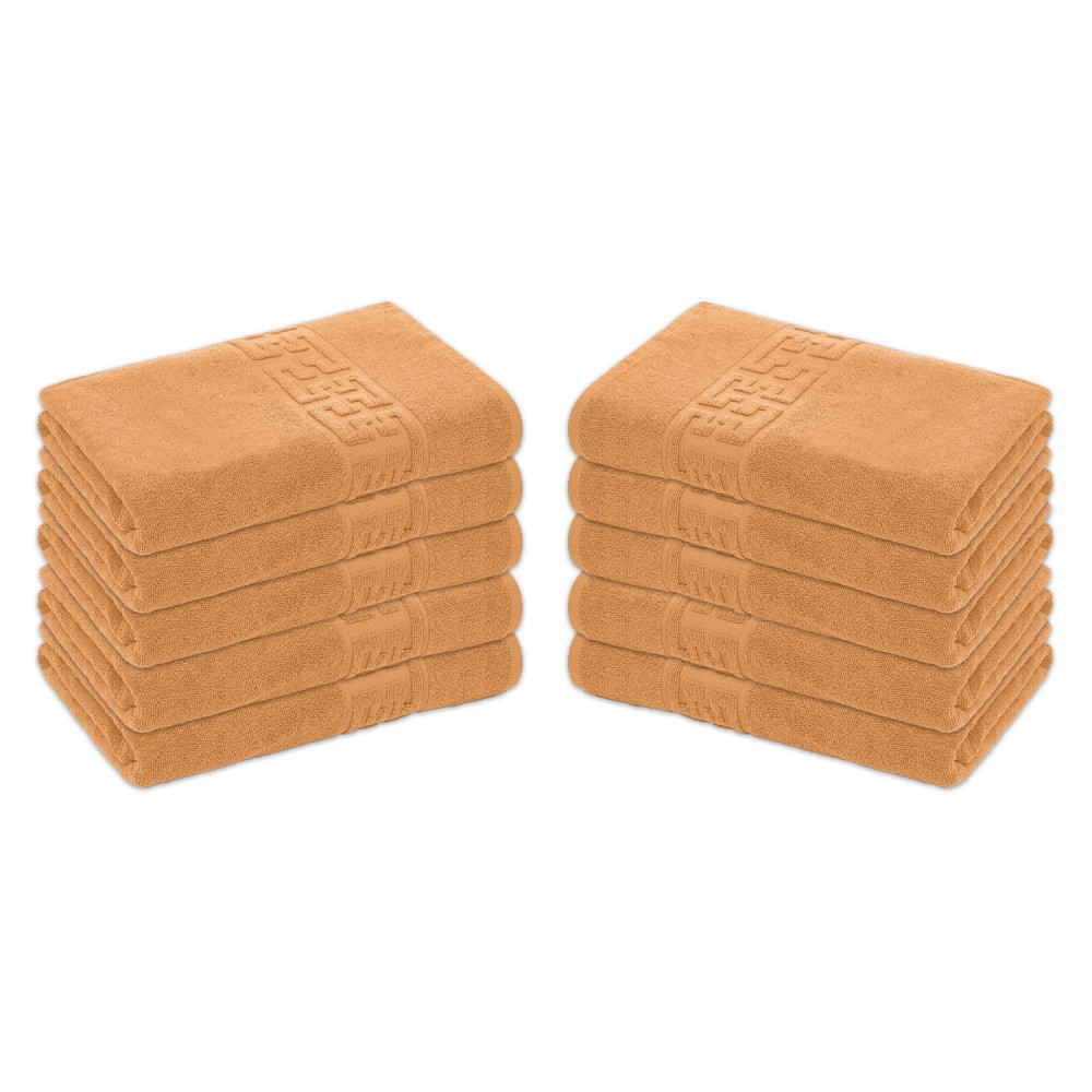 Set 10 Prosoape de Baie si de Fata ,500g/m², model Grecesc, bumbac 100%, 30×50 cm, Coral, PRO-89