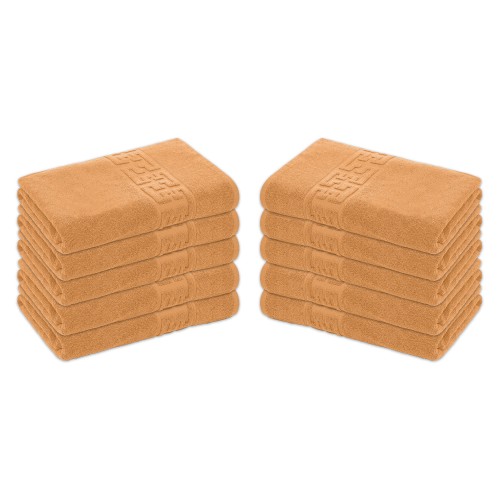 Set 10 Prosoape de Baie si de Fata ,500g/m², model Grecesc, bumbac 100%, 30×50 cm, Coral, PRO-89