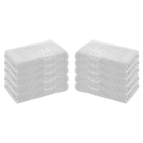 Set 10 prosoape de baie lux, Greek 500g/m², 30 x 50 cm, ALB, 100% bumbac, POS-9