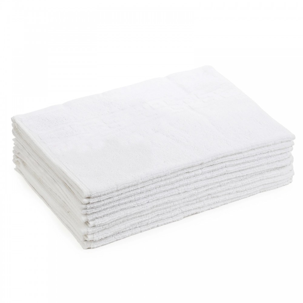 Set 10 prosoape de baie lux, tip hotelier 500g/m² cu fir dublu, 30x50 cm, ALB, 100% bumbac, POS-13
