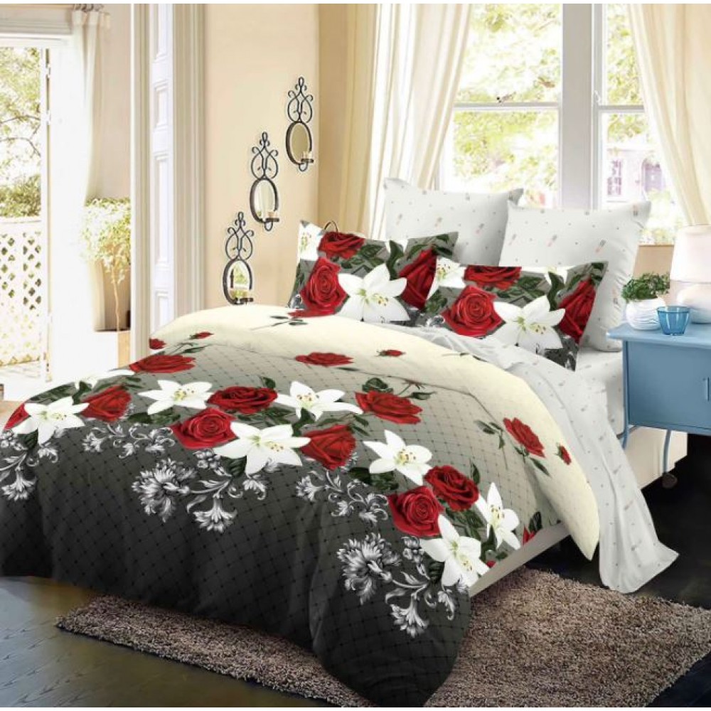 Lenjerie de pat dublu Din Finet, 6 piese, Pentru pat de 2 persoane, 230x245cm, BN-04