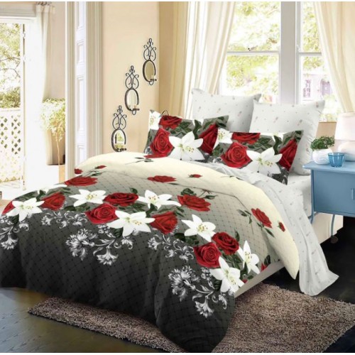 Lenjerie de pat dublu Din Finet, 6 piese, Pentru pat de 2 persoane, 230x245cm, BN-04