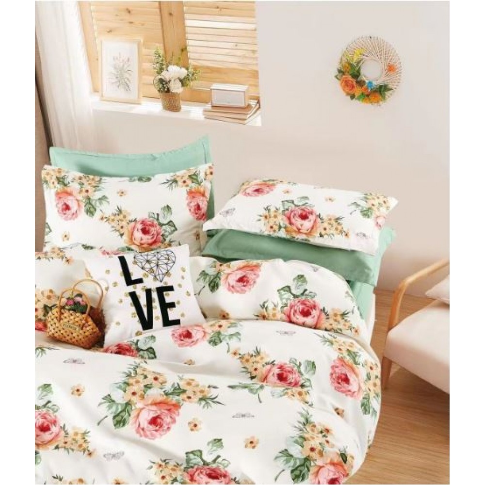 Lenjerie de pat dublu Din Finet, 6 piese, Pentru pat de 2 persoane, 230x245cm, BN-15